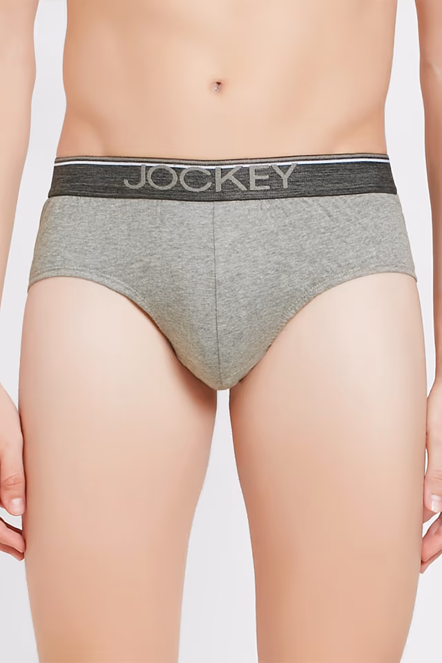 Men's Super Combed Cotton Solid Brief with Ultra soft Waistband - Grey Mel — view 1 of 7
