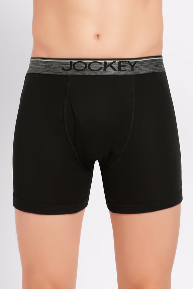 Men's Super Combed Cotton Rib Solid Boxer Brief with Ultra soft Waistband - Black — view 1 of 6