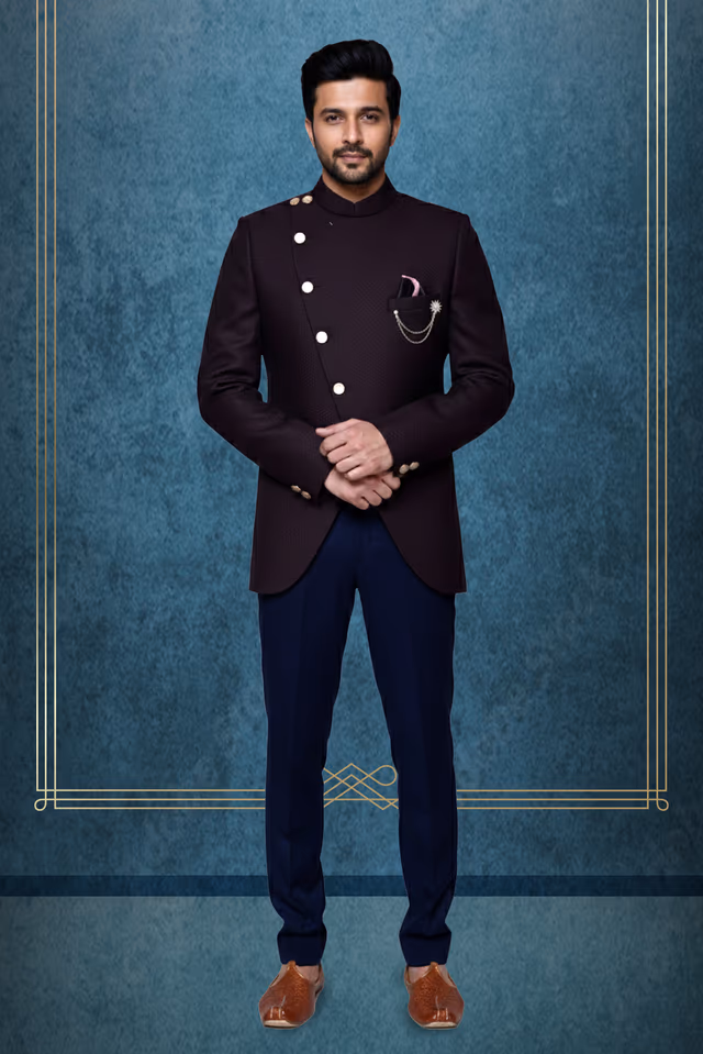 Wine jodhpuri in asymmetrical — rent in Bangalore