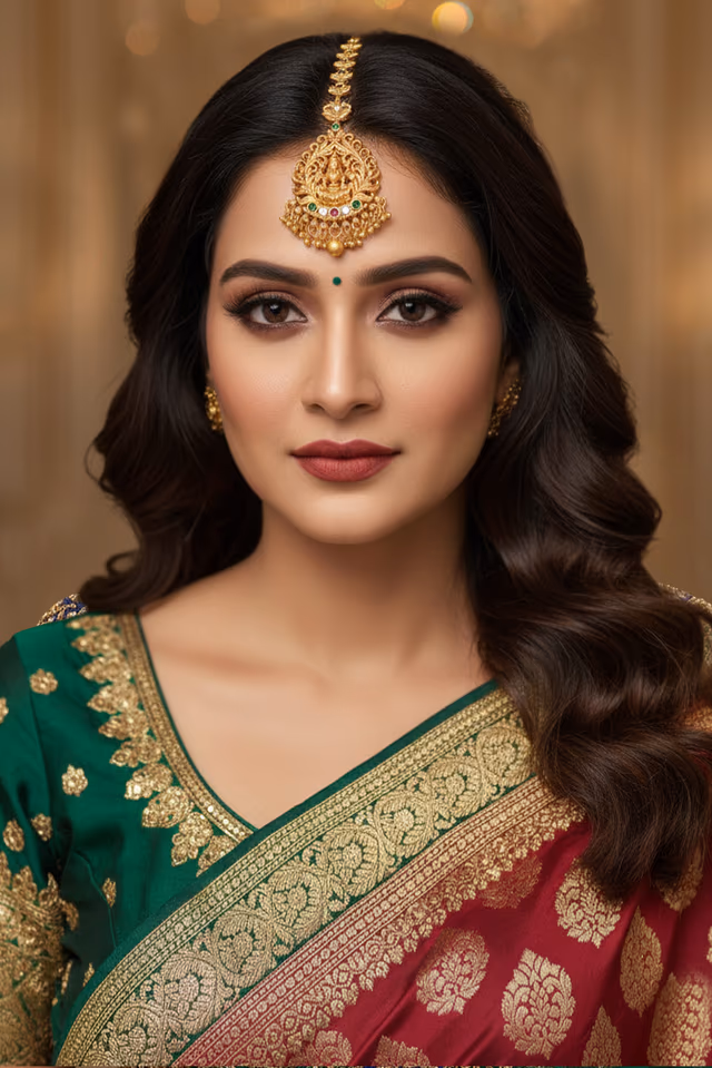 Beautiful Gold Bridal Necklace Highlights Rich Temple Work Embellished With Unique Beads Offering Brides… — rent in Calicut