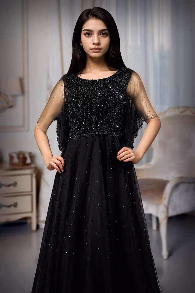 Netted black gown — rent in Bangalore