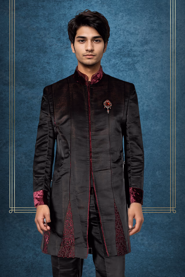 Indo-Western Sherwani — back view, rent in Bangalore