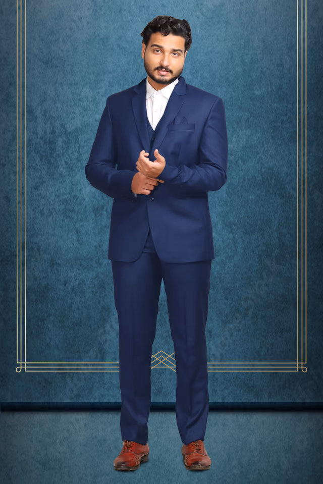 Royal Blue Three-Piece Suit — rent in Kochi