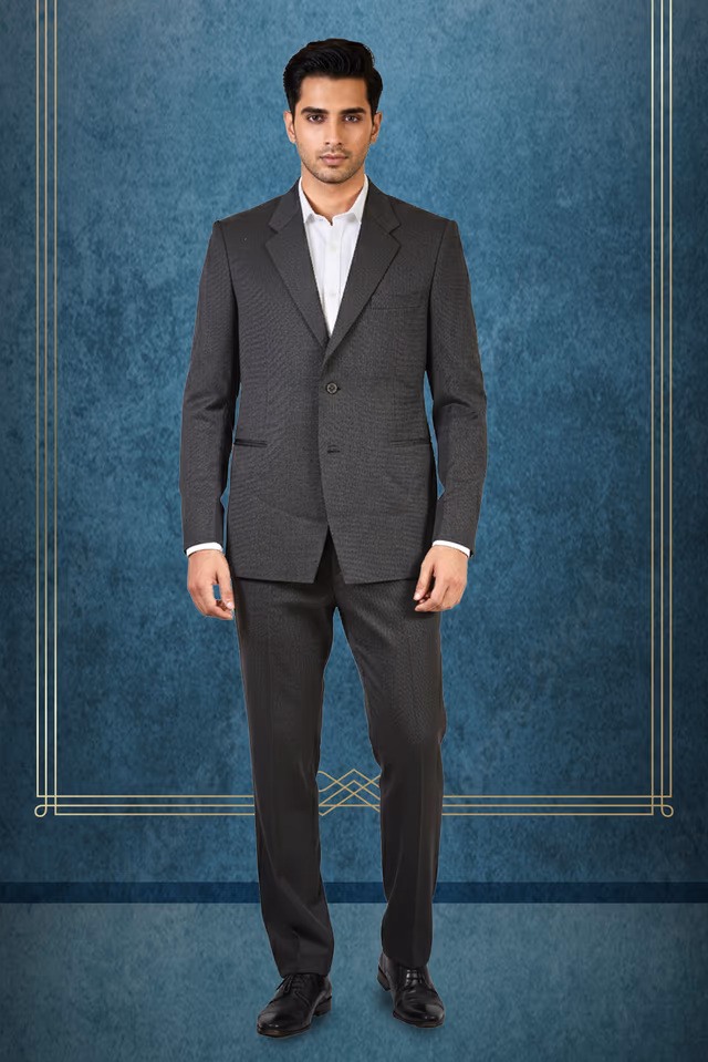 Classic Three-Piece Suit with Notch Lapel and Matching Waistcoat — rent in Bangalore