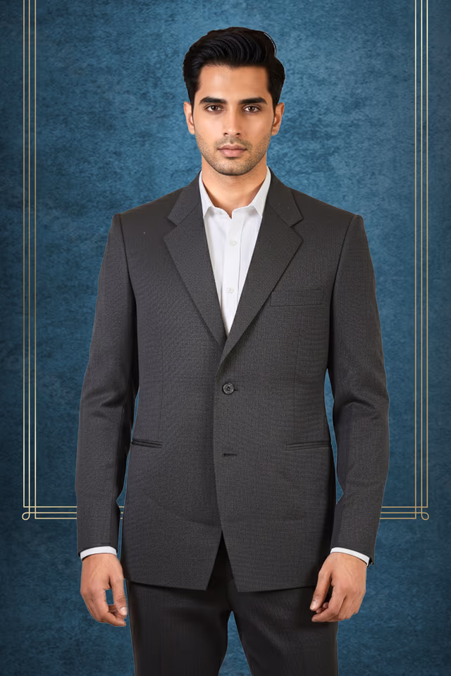 Classic Three-Piece Suit with Notch Lapel and Matching Waistcoat — back view, rent in Bangalore