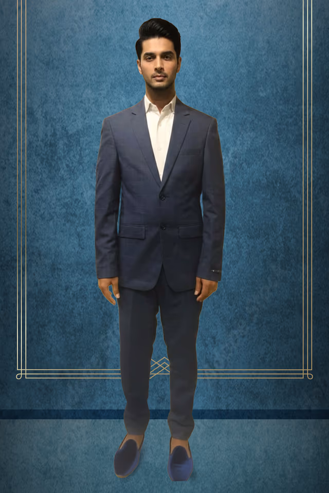 Men’s Dark Blue Single-Breasted Formal Blazer — rent in Coimbatore