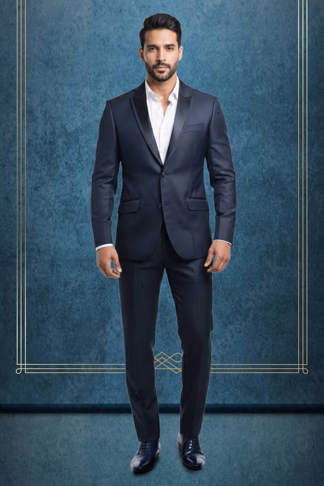 Navy Blue Classic Grooms Tuxedo — rent in Calicut