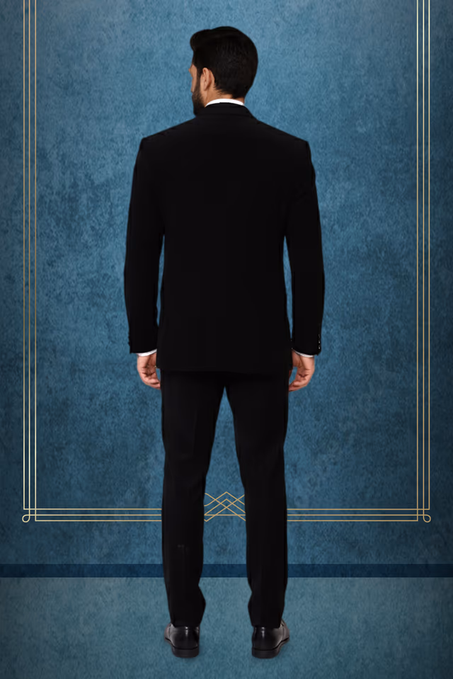 Classic Black Tuxido — back view, rent in Bangalore