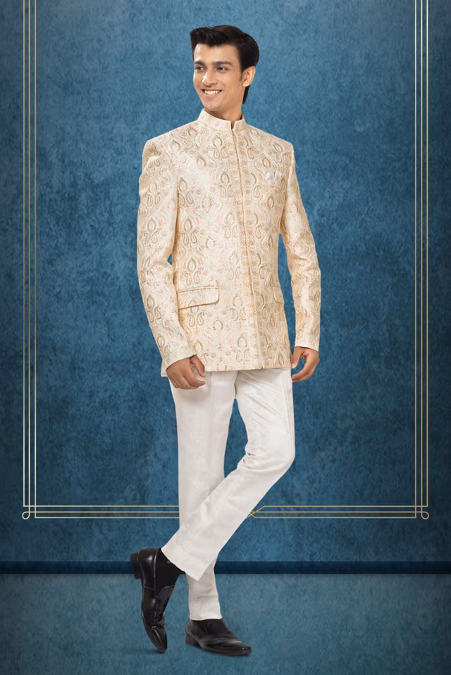 Noble Jodhpuri Suit — back view, rent in Coimbatore