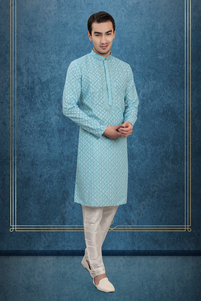 Charming Sangeet Kurta Pyjama — back view, rent in Coimbatore