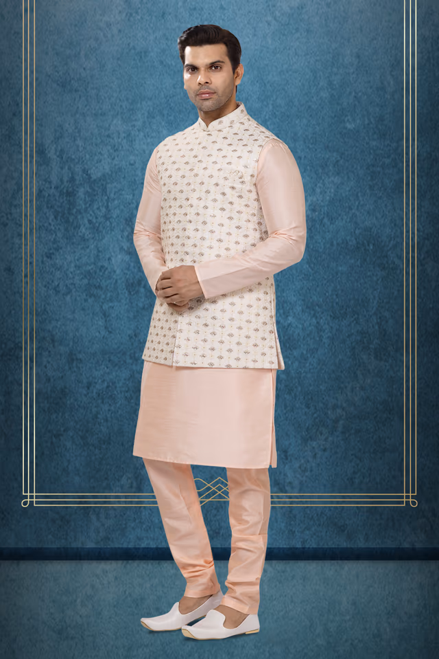 Delightful Kurta Modi Jacket Set — back view, rent in Coimbatore