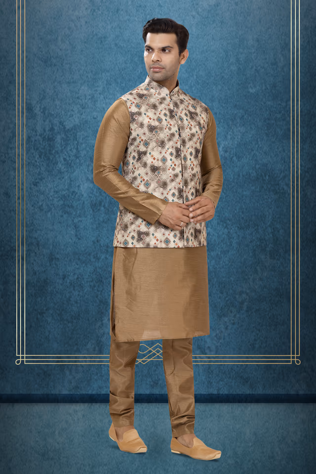 Graceful Kurta Modi Jacket Set — back view, rent in Coimbatore