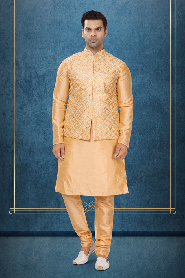 Radiant Kurta Modi Jacket Set — rent in Coimbatore