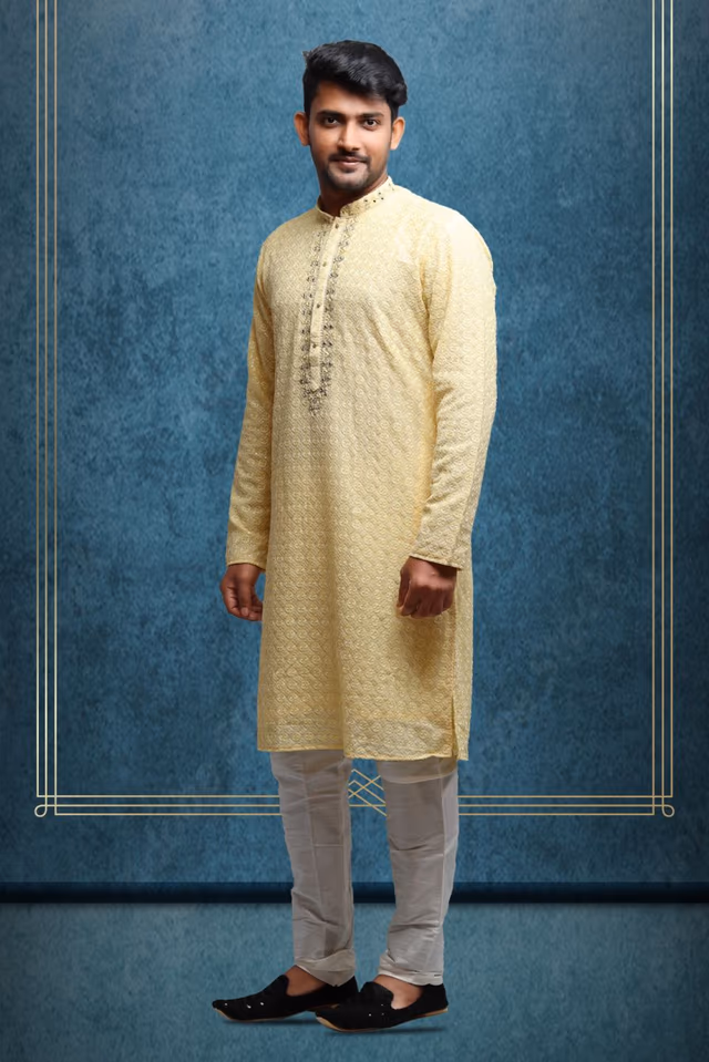 Ravishing Kurta Pyjama — back view, rent in Bangalore