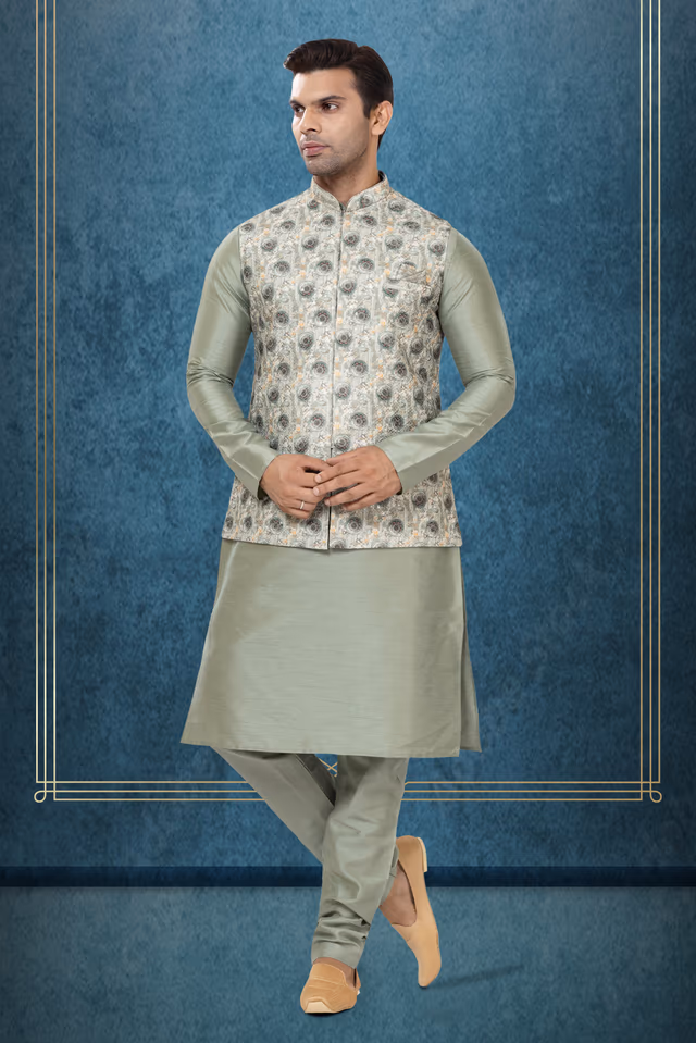 Tranquil Kurta Modi Jacket Set — rent in Coimbatore