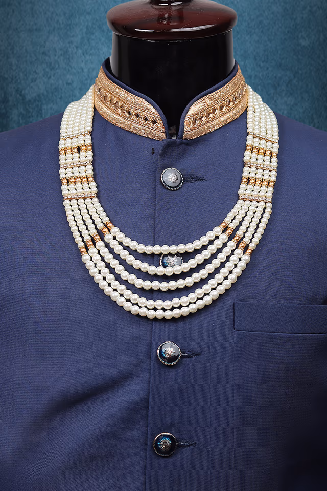 White And Golden Multilayered Classy Mala — rent in Coimbatore