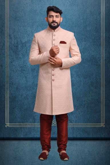 Baby Pink Suave Classic Sherwani — rent in Bangalore