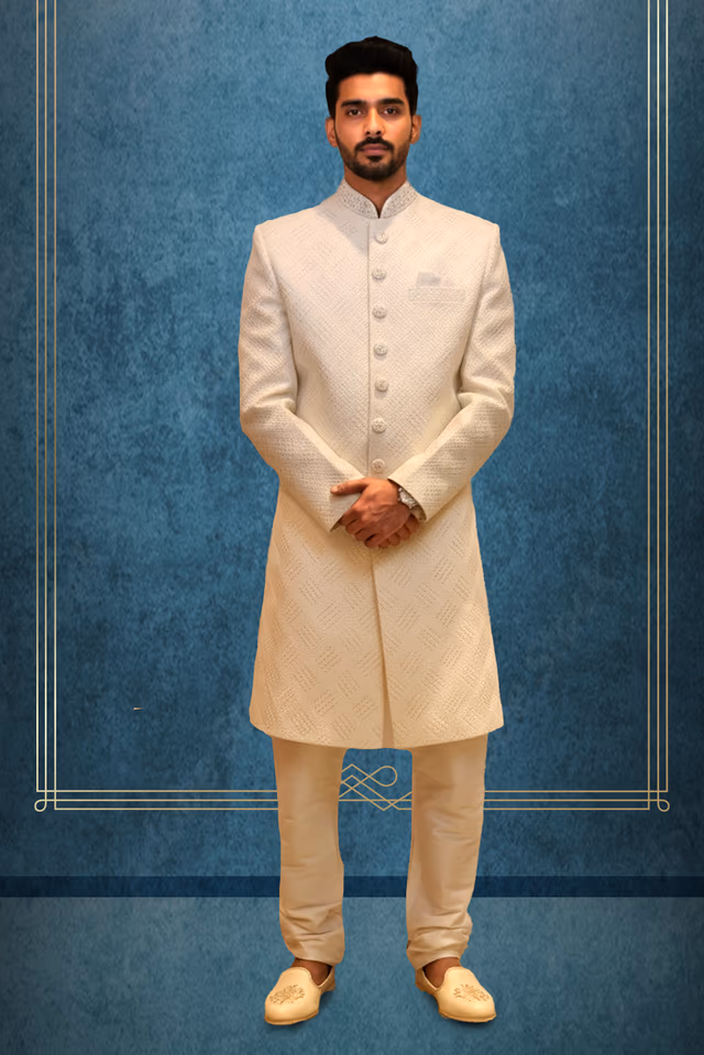 Elegant Ivory Sherwani — rent in Kochi
