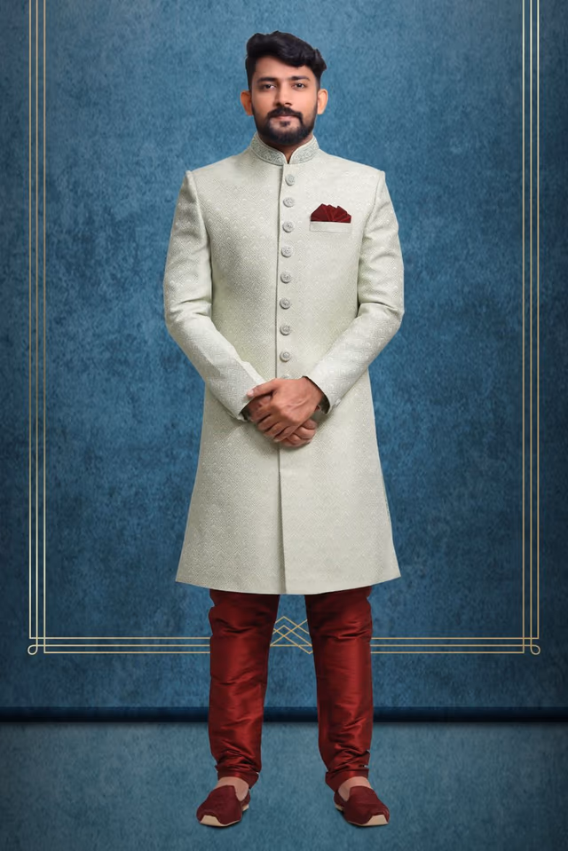 Pista Green Modish Classic Sherwani — rent in Bangalore