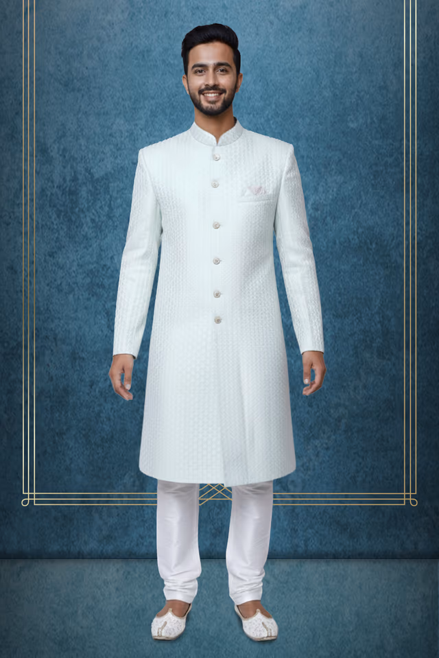 Powder blue sherwani — rent in Bangalore
