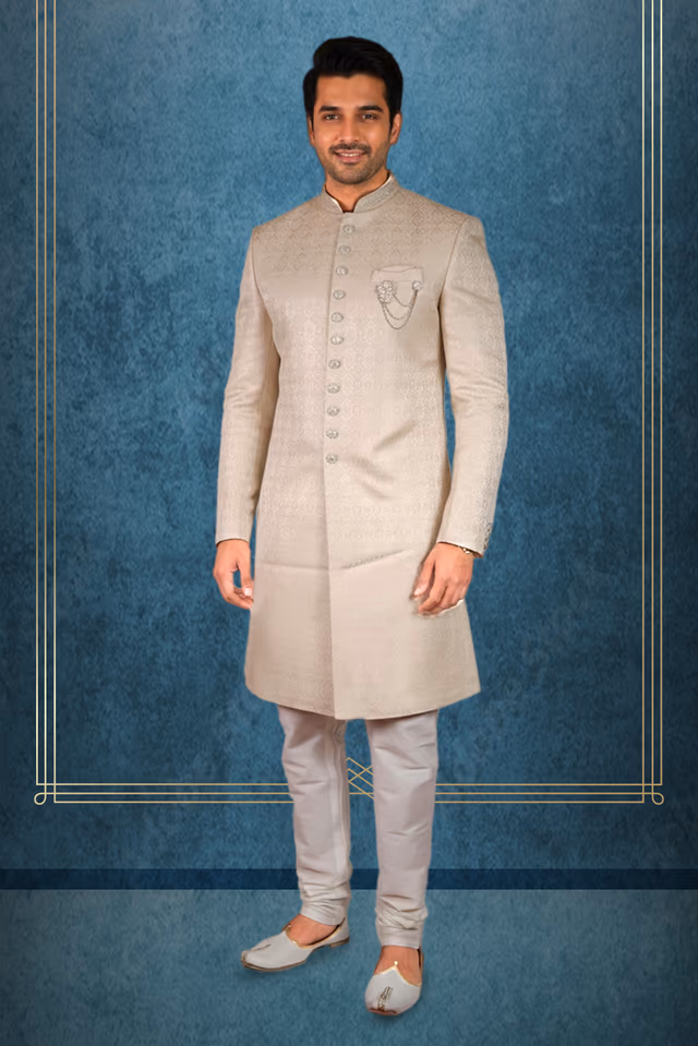 Rajwada Cream Sherwani — rent in Bangalore