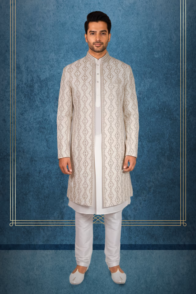 Royal Heritage Ivory Sherwani — rent in Bangalore