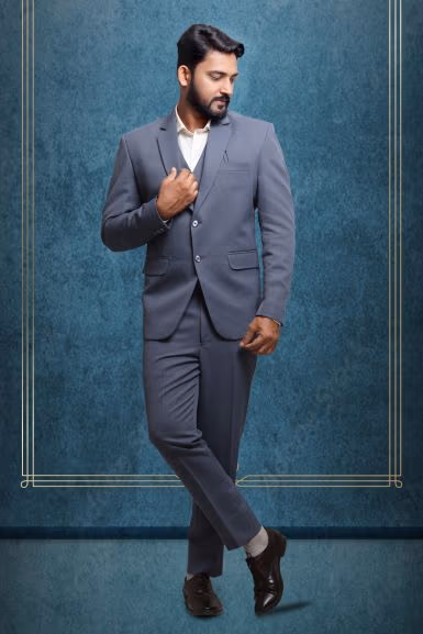 3 Piece Imported Fabric Dark Grey Suit — rent in Bangalore