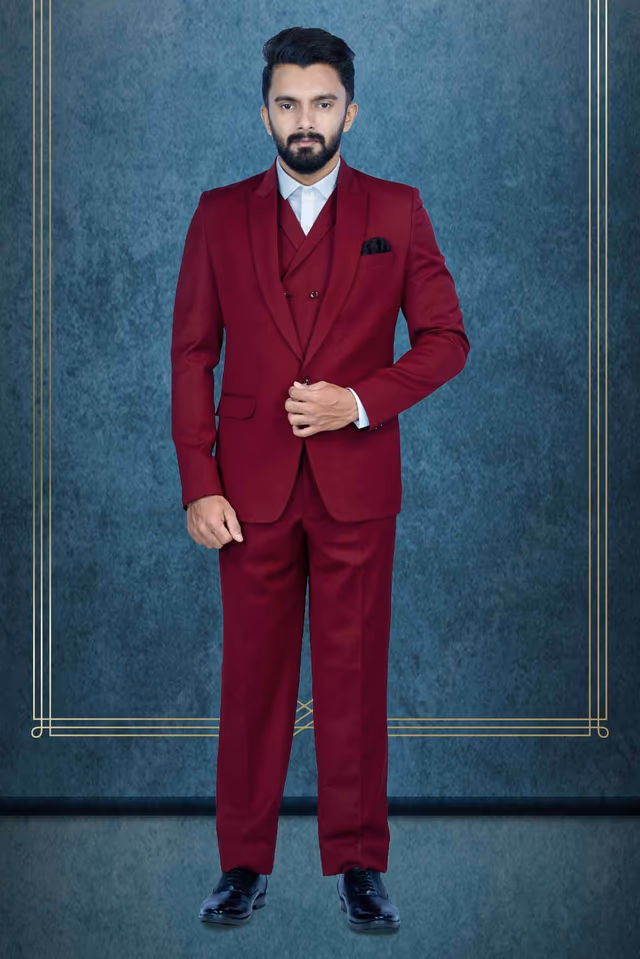 3Pc Suit Terry Rayon In Maroon 3Pc Suit — rent in Calicut