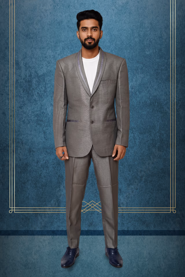 Charcoal Grey Suit with a peak lapel — rent in Bangalore