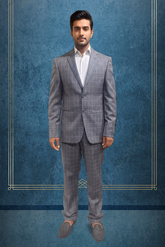 Grey Checked Blazer and Pant set — rent in Coimbatore