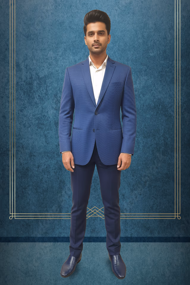 Navy Blue  Cotton Blended Suit — rent in Coimbatore