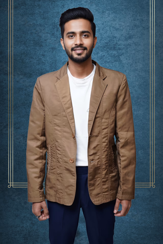 Coffee brown blazer — back view, rent in Bangalore