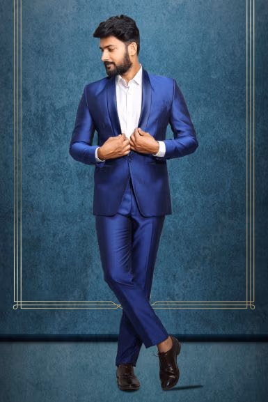 Polyester Viscose In Royal Blue 2Pc Suit — rent in Calicut