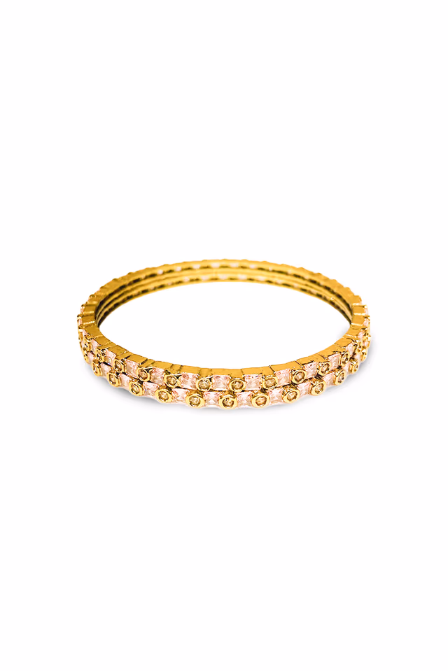 Blush Rose & Gold Slender Tennis Bangle — rent in Edappally
