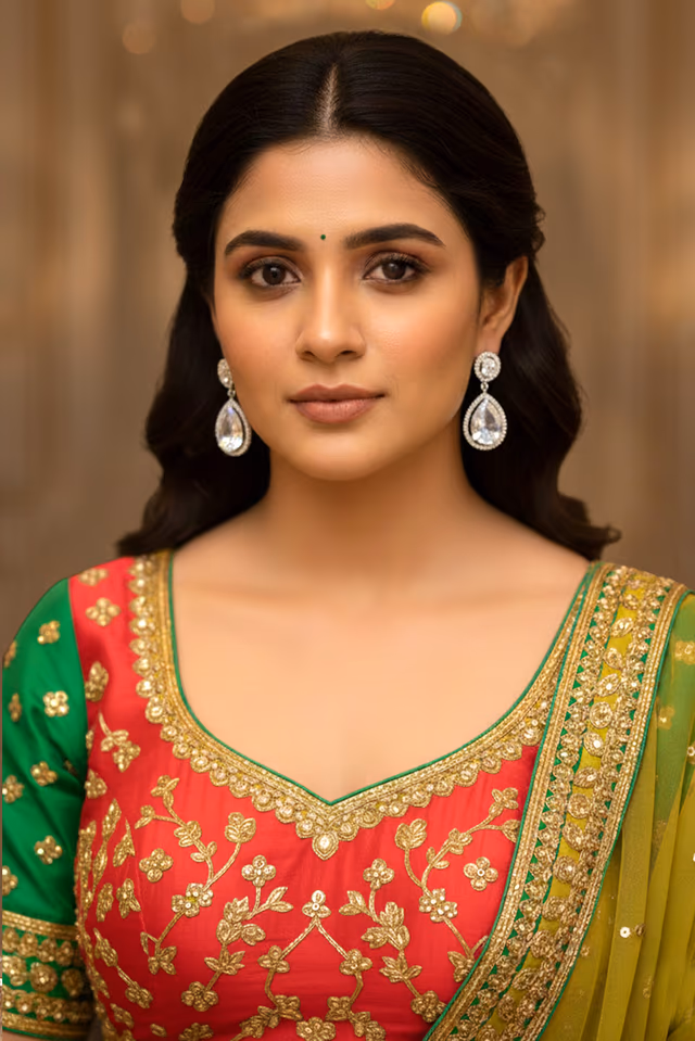 Captivating pear-cut white gemstone earring, elegantly framed by a shimmering halo of brilliant white… — rent in Calicut