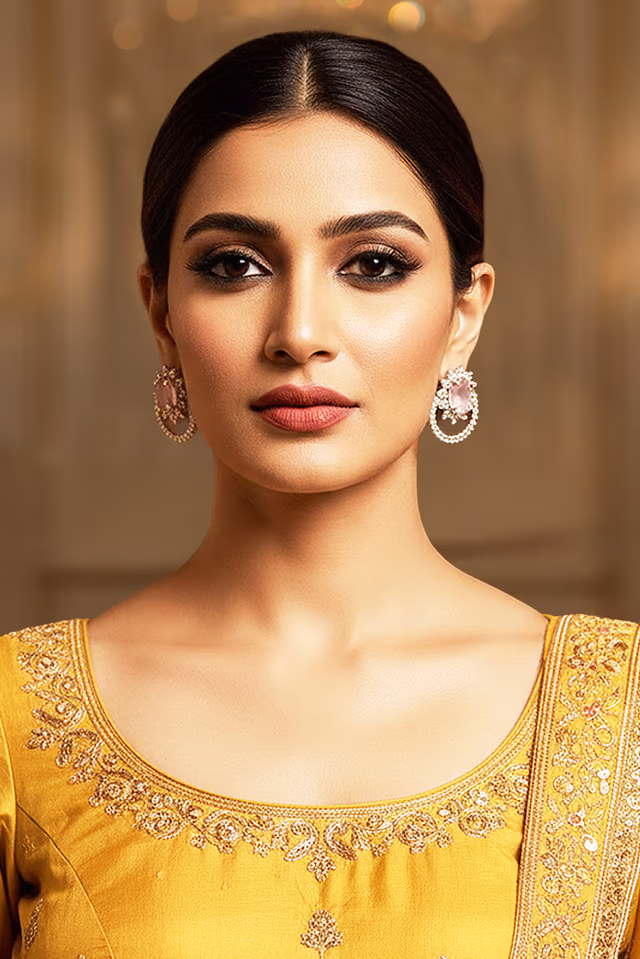 Celestial Rose Moonstone Stud Earrings — rent in Kochi