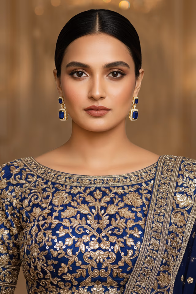 Darkened Silver Victorian Earring Sets Boasting High Quality Stones And Unique Royal Era Designs — rent in Calicut