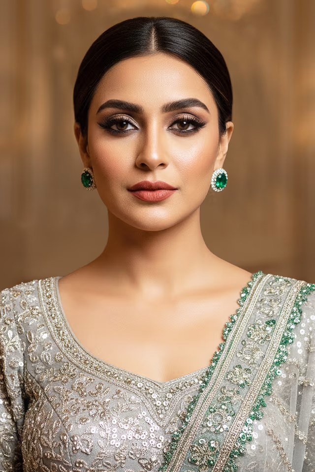 Emerald Halo Classic Stud Earrings — rent in Kochi