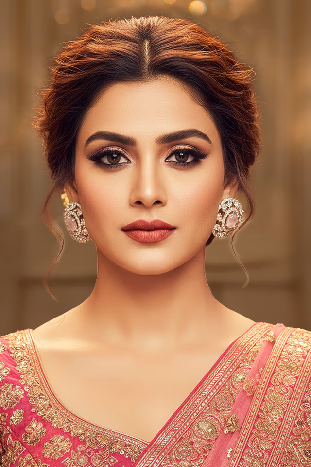 Rosé Radiance Halo Studs — rent in Kochi