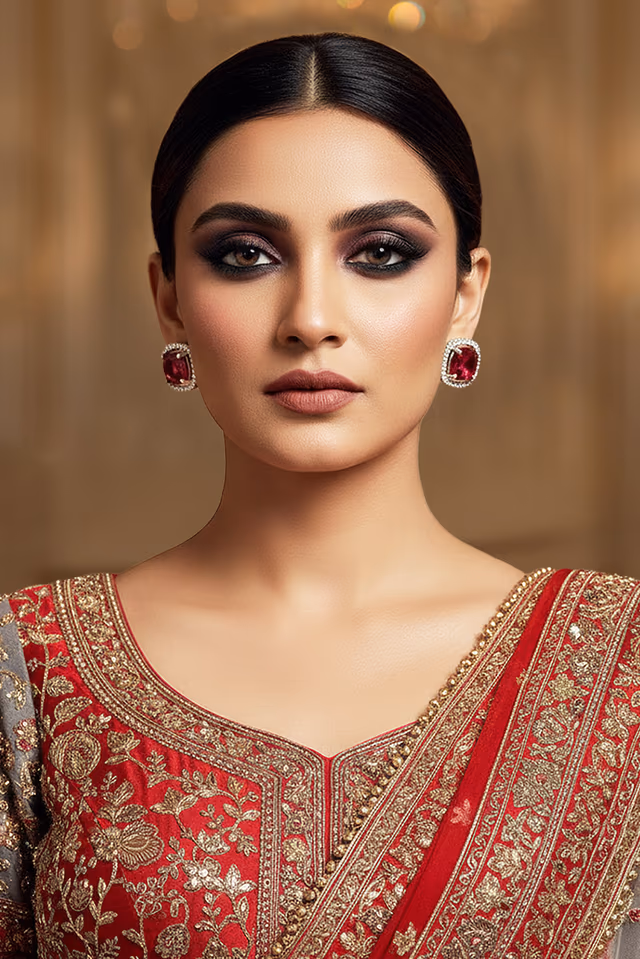 Ruby Radiance Cushion Stud Earrings — rent in Kochi