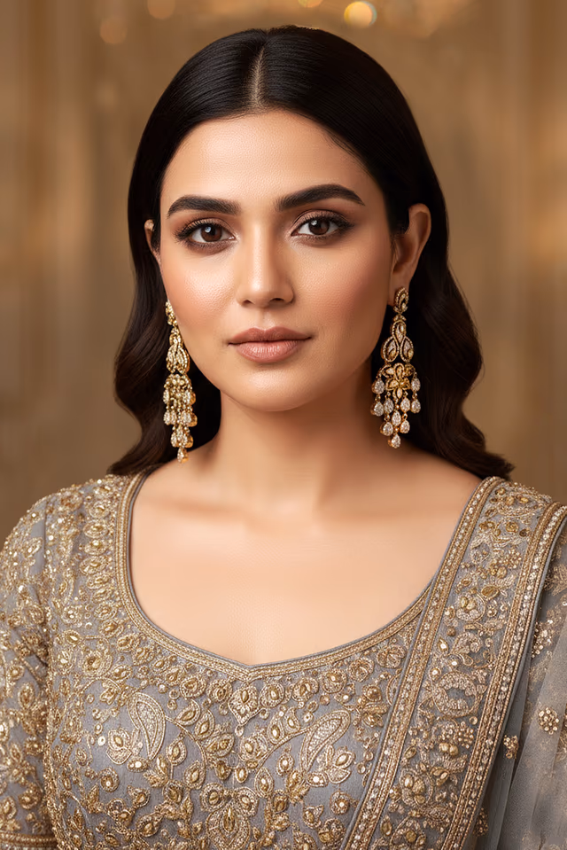 Elegant White Floral Motif Bridal Earring — rent in Calicut