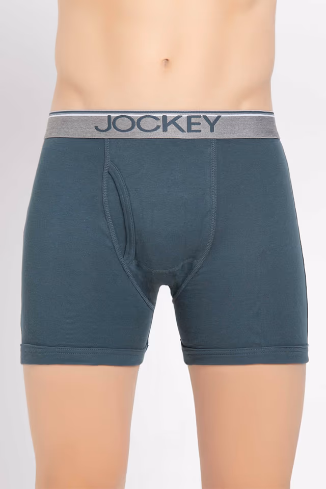 Men's Super Combed Cotton Rib Solid Boxer Brief with Ultra soft Waistband -Deep Slate — view 1 of 4