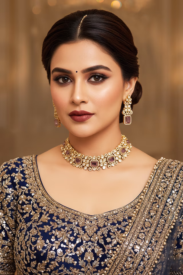 Amethyst Majesty Polki Choker Set — rent in Kochi