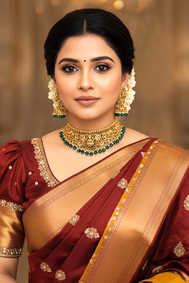 Antique Lakshmi Choker with Mint Beads and Earrings — rent in Kochi