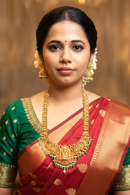 Antique Temple Long Haar with Lakshmi Motif and Earrings — rent in Kochi