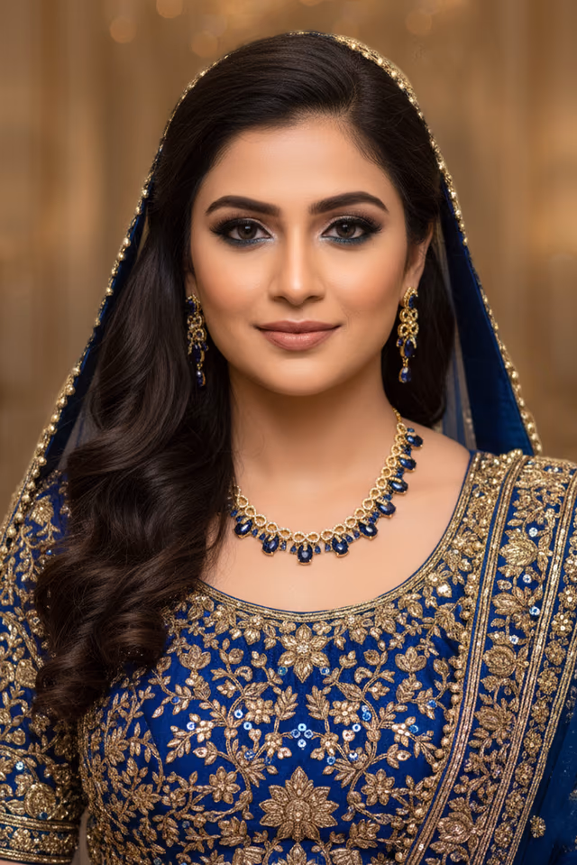 Blue Stone Embellished Minimal Necklace — rent in Coimbatore