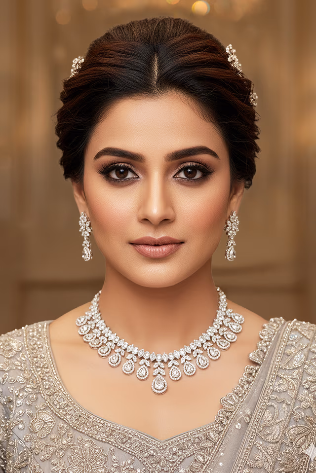 Blush Elegance Baby Pink Stone Choker Set — rent in Kochi