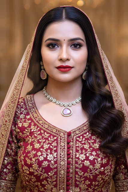 Blush Elegance Kundan & Rose Quartz Necklace Set — rent in Kochi