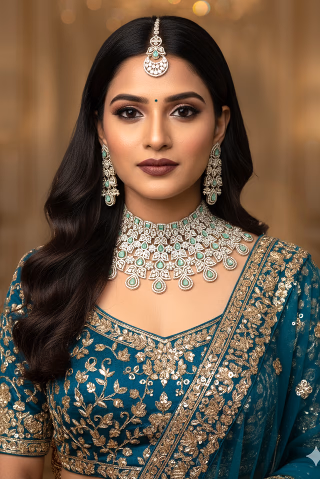 Celeste Mint Majesty Haar Set — rent in Kochi
