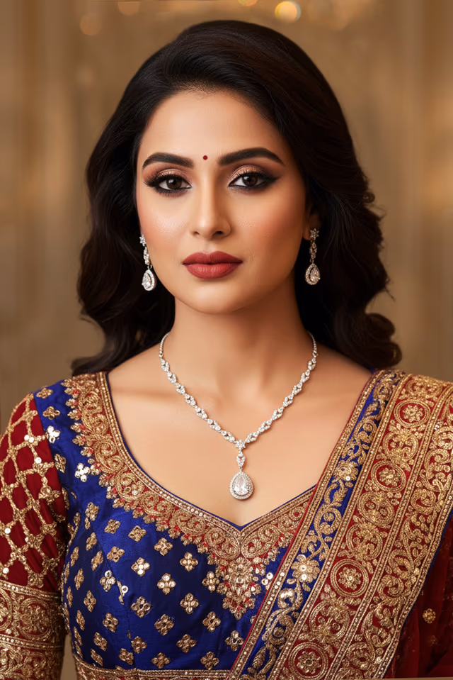 Dazzling Diamond Necklace Presented In Silver Adds Radiant Charm And Subtle Bridal Grace — rent in Calicut